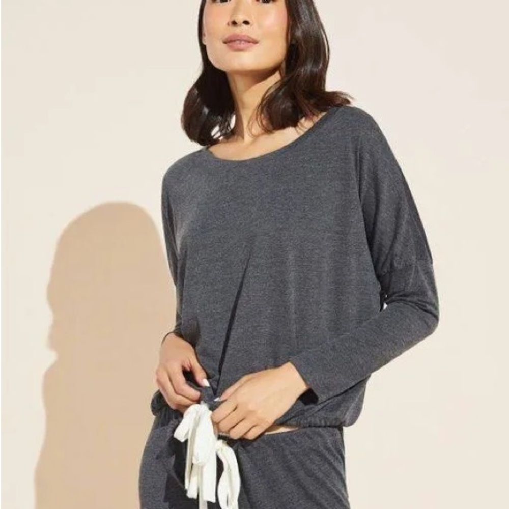 Eberjey Heather Cotton Blend Top and bottom — Charcoal